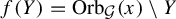 f left parenthesis upper Y right parenthesis equals upper O r b Subscript script upper G Baseline left parenthesis x right parenthesis minus upper Y