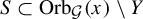 upper S subset of upper O r b Subscript script upper G Baseline left parenthesis x right parenthesis minus upper Y