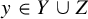 y element of upper Y union upper Z