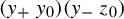 left parenthesis y Subscript plus Baseline y 0 right parenthesis left parenthesis y Subscript minus Baseline z 0 right parenthesis