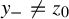 y Subscript minus Baseline not equals z 0