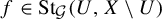 f element of upper S t Subscript script upper G Baseline left parenthesis upper U comma upper X minus upper U right parenthesis