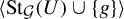 left angle bracket upper S t Subscript script upper G Baseline left parenthesis upper U right parenthesis union StartSet g EndSet right angle bracket