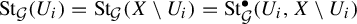 upper S t Subscript script upper G Baseline left parenthesis upper U Subscript i Baseline right parenthesis equals upper S t Subscript script upper G Baseline left parenthesis upper X minus upper U Subscript i Baseline right parenthesis equals upper S t Subscript script upper G Superscript bullet Baseline left parenthesis upper U Subscript i Baseline comma upper X minus upper U Subscript i Baseline right parenthesis