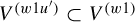 upper V Superscript left parenthesis w Baseline 1 u Super Superscript prime Superscript right parenthesis Baseline subset of upper V Superscript left parenthesis w Baseline 1 right parenthesis