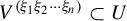 upper V Superscript left parenthesis xi 1 xi 2 midline horizontal ellipsis xi Super Subscript n Superscript right parenthesis Baseline subset of upper U