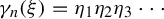 gamma Subscript n Baseline left parenthesis xi right parenthesis equals eta 1 eta 2 eta 3 midline horizontal ellipsis