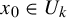x 0 element of upper U Subscript k