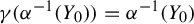 gamma left parenthesis alpha Superscript negative 1 Baseline left parenthesis upper Y 0 right parenthesis right parenthesis equals alpha Superscript negative 1 Baseline left parenthesis upper Y 0 right parenthesis