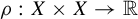 rho colon upper X times upper X right arrow double struck upper R
