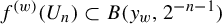 f Superscript left parenthesis w right parenthesis Baseline left parenthesis upper U Subscript n Baseline right parenthesis subset of upper B left parenthesis y Subscript w Baseline comma 2 Superscript negative n minus 1 Baseline right parenthesis