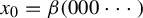 x 0 equals beta left parenthesis 000 midline horizontal ellipsis right parenthesis
