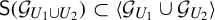 sans serif upper S left parenthesis script upper G Subscript upper U 1 union upper U 2 Baseline right parenthesis subset of left angle bracket script upper G Subscript upper U 1 Baseline union script upper G Subscript upper U 2 Baseline right angle bracket