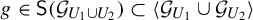 g element of sans serif upper S left parenthesis script upper G Subscript upper U 1 union upper U 2 Baseline right parenthesis subset of left angle bracket script upper G Subscript upper U 1 Baseline union script upper G Subscript upper U 2 Baseline right angle bracket