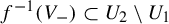 f Superscript negative 1 Baseline left parenthesis upper V Subscript minus Baseline right parenthesis subset of upper U 2 minus upper U 1