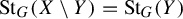 upper S t Subscript upper G Baseline left parenthesis upper X minus upper Y right parenthesis equals upper S t Subscript upper G Baseline left parenthesis upper Y right parenthesis