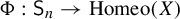 normal upper Phi colon sans serif upper S Subscript n Baseline right arrow upper H o m e o left parenthesis upper X right parenthesis