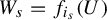 upper W Subscript s Baseline equals f Subscript i Sub Subscript s Baseline left parenthesis upper U right parenthesis