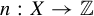 n colon upper X right arrow double struck upper Z