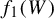 f 1 left parenthesis upper W right parenthesis