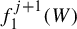 f 1 Superscript j plus 1 Baseline left parenthesis upper W right parenthesis
