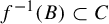 f Superscript negative 1 Baseline left parenthesis upper B right parenthesis subset of upper C
