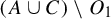 left parenthesis upper A union upper C right parenthesis minus upper O 1