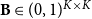 bold upper B element of left parenthesis 0 comma 1 right parenthesis Superscript upper K times upper K