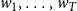 w 1 comma ellipsis comma w Subscript upper T Baseline
