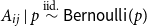 upper A Subscript i j Baseline vertical bar p tilde Overscript iid period Endscripts sans serif upper B sans serif e sans serif r sans serif n sans serif o sans serif u sans serif l sans serif l sans serif i left parenthesis p right parenthesis