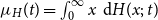 mu Subscript upper H Baseline left parenthesis t right parenthesis equals integral Subscript 0 Superscript normal infinity Baseline x normal d upper H left parenthesis x semicolon t right parenthesis