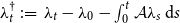lamda Subscript t Superscript dagger Baseline colon equals lamda Subscript t Baseline minus lamda 0 minus integral Subscript 0 Superscript t Baseline script upper A lamda Subscript s Baseline normal d s