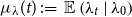 mu Subscript lamda Baseline left parenthesis t right parenthesis colon equals double struck upper E left parenthesis lamda Subscript t Baseline vertical bar lamda 0 right parenthesis