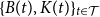 left brace upper B left parenthesis t right parenthesis comma upper K left parenthesis t right parenthesis right brace Subscript t element of script upper T