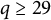 q greater than or equals 29