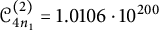 script upper C Subscript 4 n 1 Superscript left parenthesis 2 right parenthesis Baseline equals 1.0106 dot 10 Superscript 200
