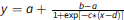 Logistic curve equation defining y as a function of x.