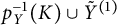 p Subscript upper Y Superscript negative 1 Baseline left parenthesis upper K right parenthesis union upper Y overtilde Superscript left parenthesis 1 right parenthesis