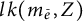 l k left parenthesis m Subscript e overbar Baseline comma upper Z right parenthesis