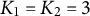 upper K 1 equals upper K 2 equals 3