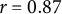 r equals 0.87