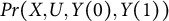 upper P r left parenthesis upper X comma upper U comma upper Y left parenthesis 0 right parenthesis comma upper Y left parenthesis 1 right parenthesis right parenthesis