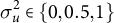 sigma Subscript u Superscript 2 Baseline element of StartSet 0 comma 0.5 comma 1 EndSet