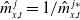ModifyingAbove m With caret Subscript x comma t Superscript j Baseline equals 1 divided by ModifyingAbove m With caret Subscript x comma t Superscript j asterisk