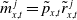 m overtilde Subscript x comma t Superscript j Baseline equals p overtilde Subscript x comma t Baseline r overtilde Subscript x comma t Superscript j
