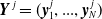 bold backslash textit left brace upper Y right brace Superscript j Baseline equals left parenthesis bold backslash textit left brace y right brace Subscript 1 Superscript j Baseline comma period period period comma bold backslash textit left brace y right brace Subscript upper N Superscript j Baseline right parenthesis