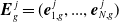 bold backslash textit left brace upper E right brace Subscript g Superscript j Baseline equals left parenthesis bold backslash textit left brace e right brace Subscript 1 comma g Superscript j Baseline comma period period period comma bold backslash textit left brace e right brace Subscript upper N comma g Superscript j Baseline right parenthesis