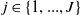 j element of StartSet 1 comma period period period comma upper J EndSet