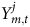 upper Y Subscript m comma t Superscript j