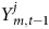 upper Y Subscript m comma t minus 1 Superscript j